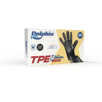 Dolphin Siyah TPE Eldiven M Beden 100 Adet - Dolphin