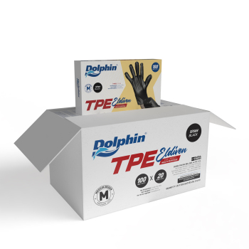 Dolphin Siyah TPE Eldiven M Beden 100 Adet x 20 Paket - Koli - Dolphin