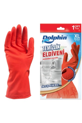 Dolphin Temizlik Eldiveni Kırmızı XL 1 Çift - Dolphin