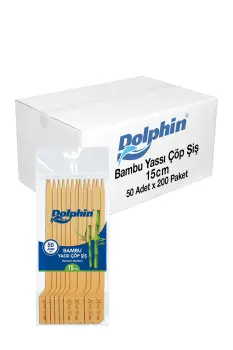 Dolphin Bambu Yassı Çöp Şiş 15 cm 50 Adet x 200 Paket (Koli) - Dolphin