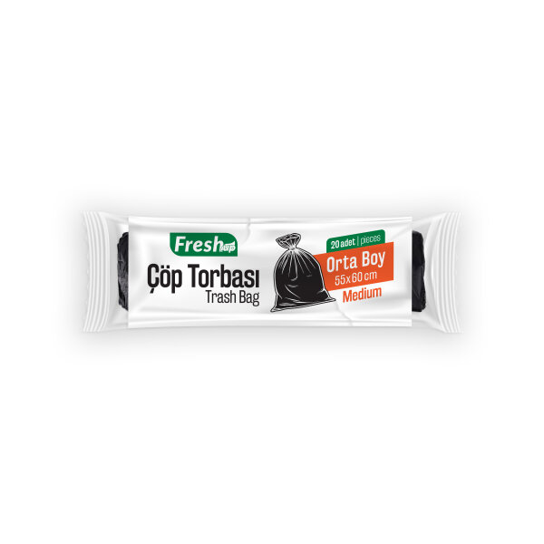 Fresh-Up Çöp Torbası Orta Boy 80g Siyah 20 Adet - 1