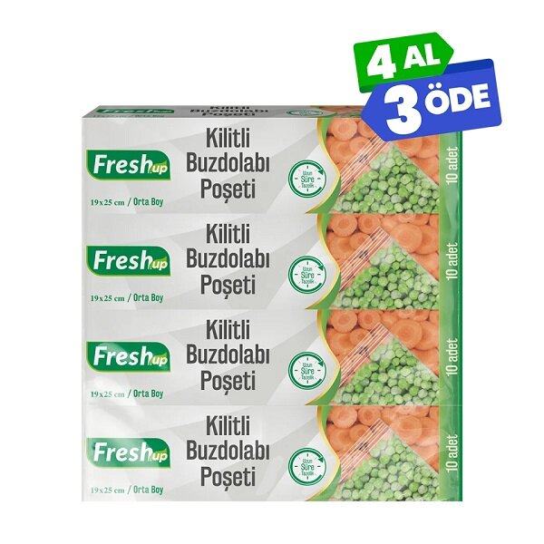 Fresh-Up Kilitli Buzdolabı Poşeti Seti 19x25cm 10 Adet x 4 Paket - 1