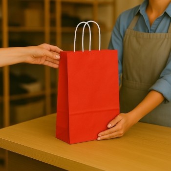 Roll-Up Kraft Çanta Kırmızı Orta Boy 25x31cm 25li - 3