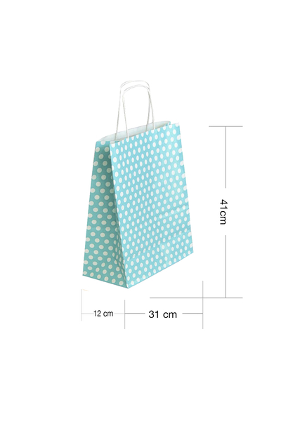 Roll-Up Kraft Çanta Açık Mavi Puantiyeli Büyük Boy 31x41cm 25li - 1