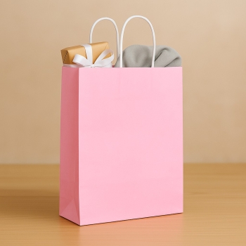 Roll-Up Kraft Çanta Pembe Büyük Boy 31x41cm 25li - 2