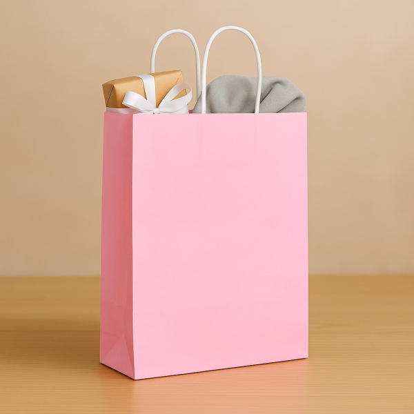 Roll-Up Kraft Çanta Pembe Büyük Boy 31x41cm 25li - 2