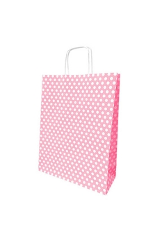 Roll-Up Kraft Çanta Pembe Puantiyeli Büyük Boy 31x41cm 25li - 2