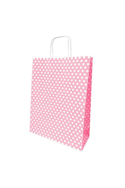Roll-Up Kraft Çanta Pembe Puantiyeli Büyük Boy 31x41cm 25li - 2
