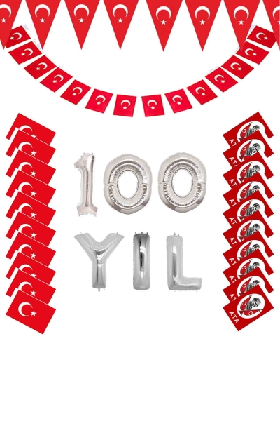 23 NİSAN 100. YIL Türk Bayraklı Dekorasyon Seti Model 3 - 1