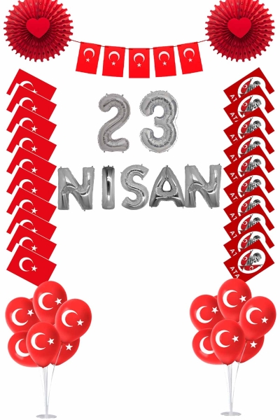 23 NİSAN Türk Bayraklı Dekorasyon Seti Model 10 - 1