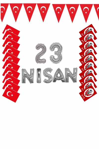 23 NİSAN Türk Bayraklı Dekorasyon Seti Model 12 - 1
