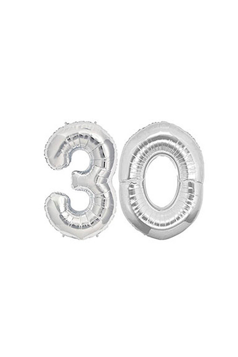 30 Yaş Gümüş Folyo Balon 40cm (16 inch) 1 Adet - 1
