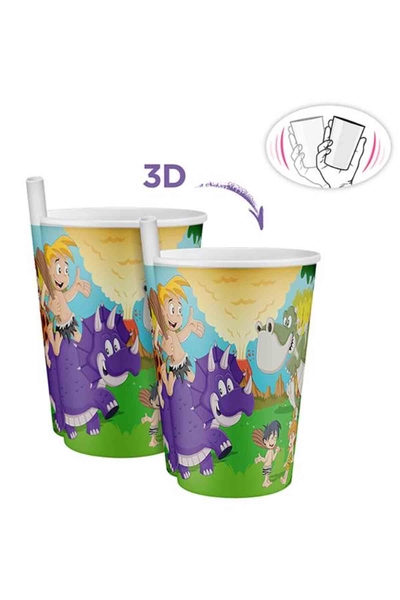 Plastik Pipetli 3D Eğlenceli Bardak 400 ml 85x85x141 mm 1 Adet - 2