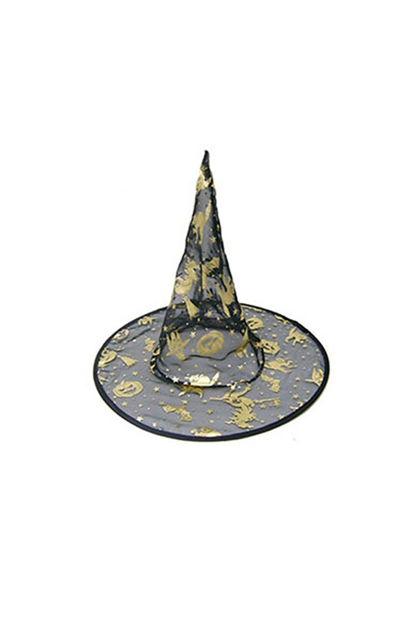 Altın Balkabaklı Cadı Şapkası 1 Adet - 1