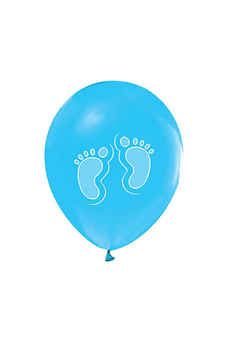 Beyaz Ayaklar Baskılı Metalik Mavi Balon 10lu