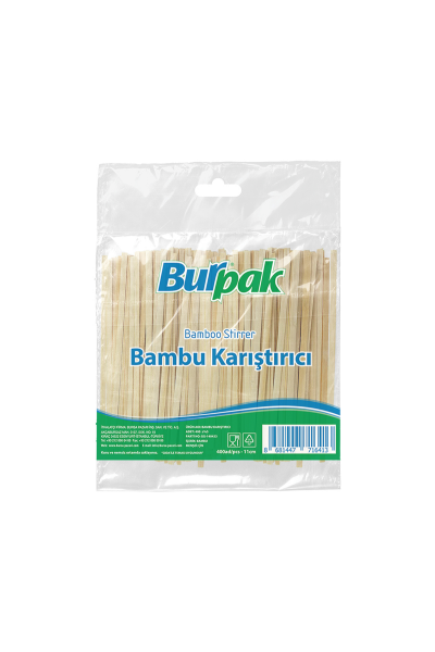 Burpak Bambu Tahta Karıştırıcı 11cm Poşetli 400lü - 1