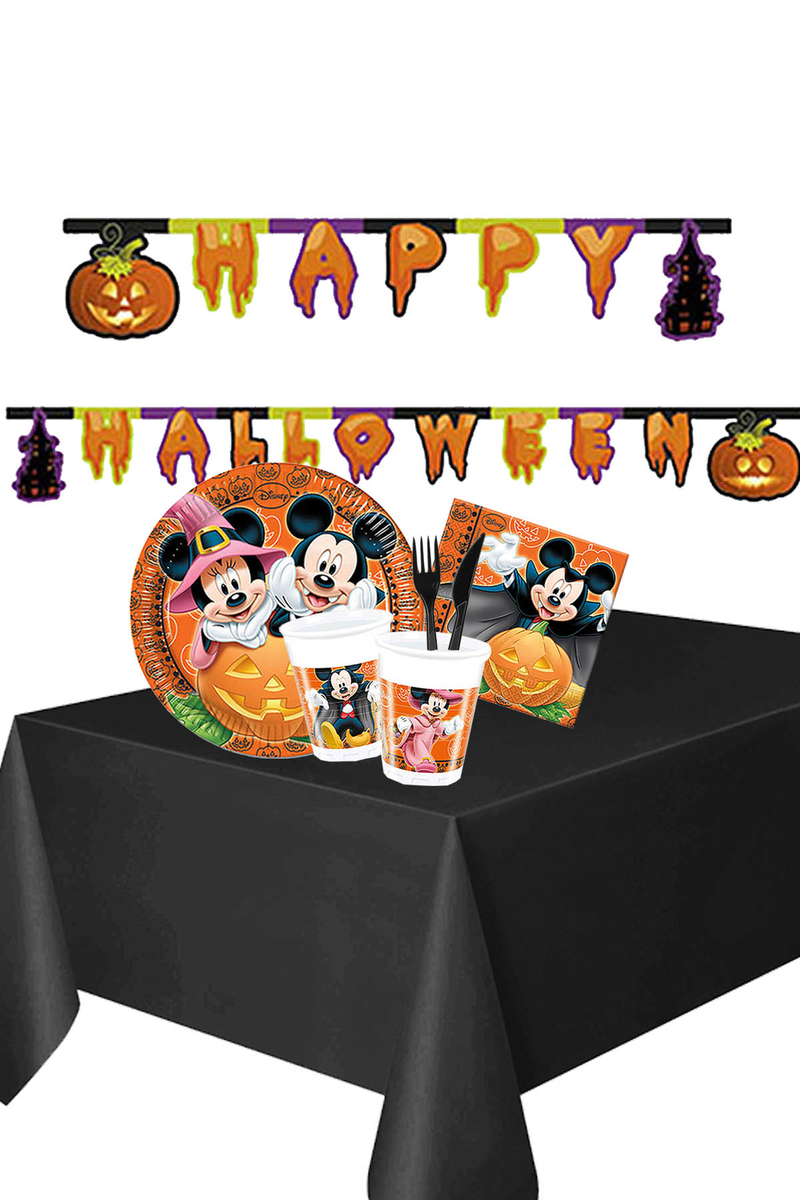 Cadılar Bayramı Mickey Halloween Harf Afişli Sofra Seti 8 Kişilik 88 Parça - 1