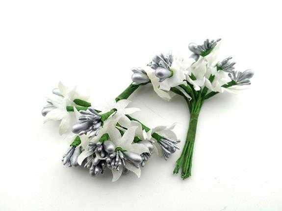 Tomurcuklu Cipso Çiçek Gümüş 9cm x 3cm - 1
