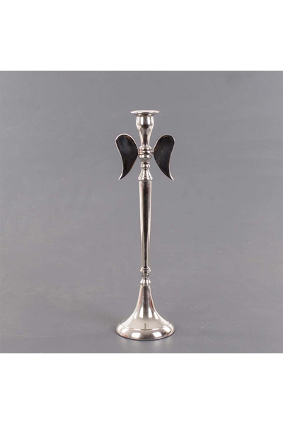 Metal Melek Şamdan Gümüş Renk 11x41cm 1 Adet - 1