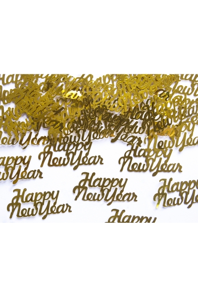 Happy New Year Metalize Altın Masa Konfetisi 4x2cm 3gr - 1