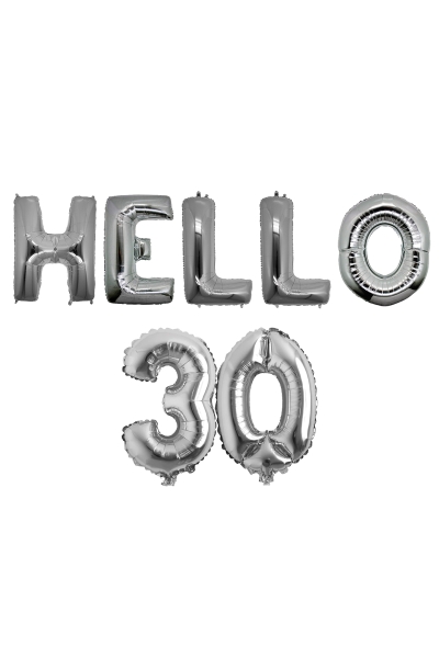 Hello 30 Gümüş Folyo Balon Seti 40cm - 1