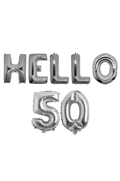 Hello 50 Gümüş Folyo Balon Seti 40cm - 1