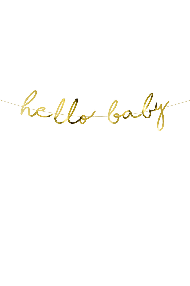 Hello Baby El Yazısı Metalize Altın Kağıt Harf Afiş 18x70cm 1 Adet