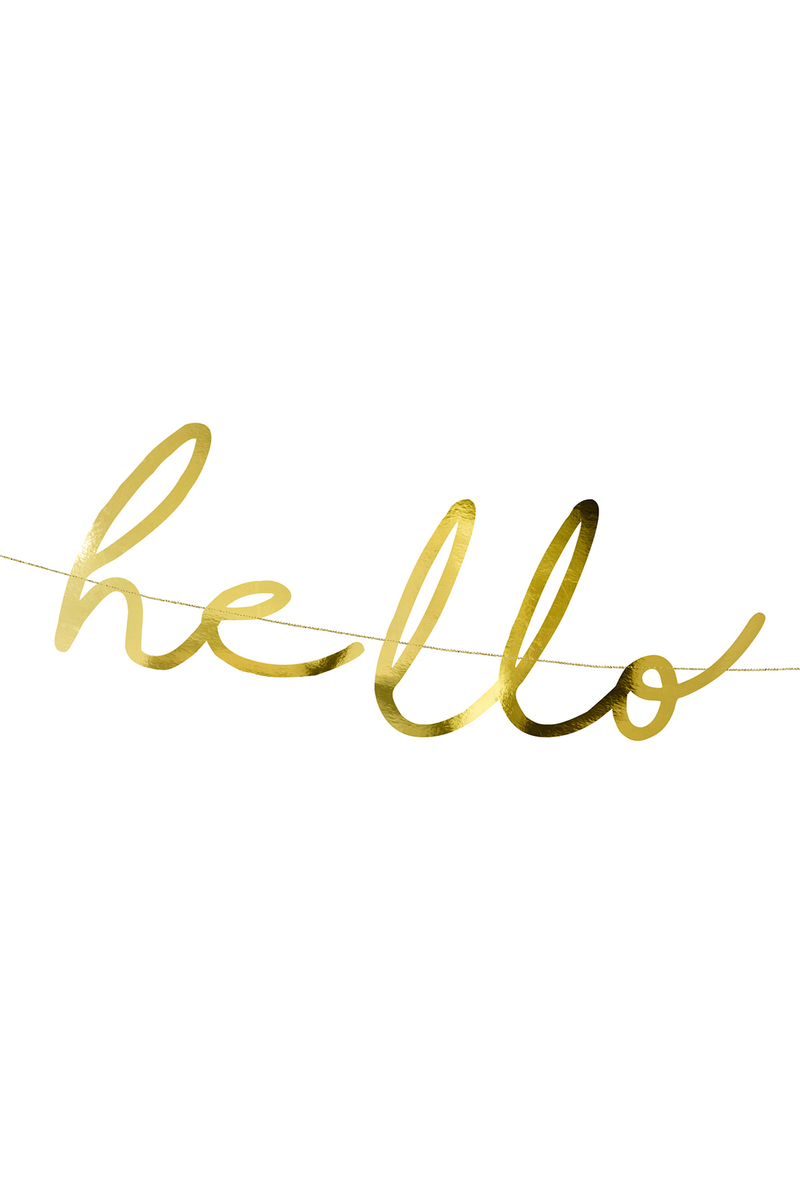 Hello Baby El Yazısı Metalize Altın Kağıt Harf Afiş 18x70cm 1 Adet - 2