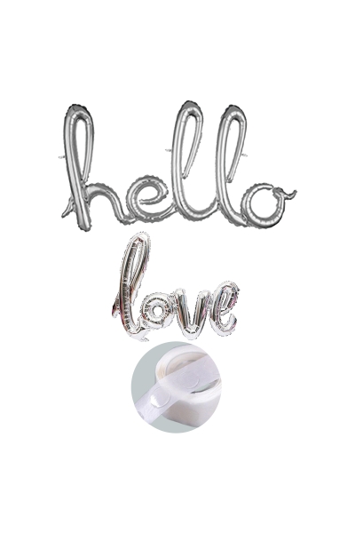 Hello Love Gümüş Gold Folyo Balon Seti - 1