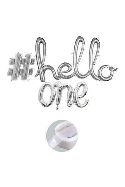 Hello One Hashtag Gümüş Folyo Balon Seti
