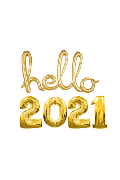 Hello Yılbaşı 2021 Altın Folyo Balon Seti 40cm - 1