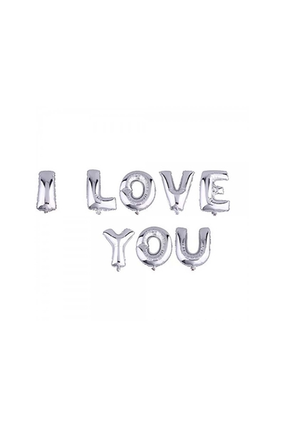 I Love You Folyo Balon Set Gümüş 40cm 1 Adet - 1