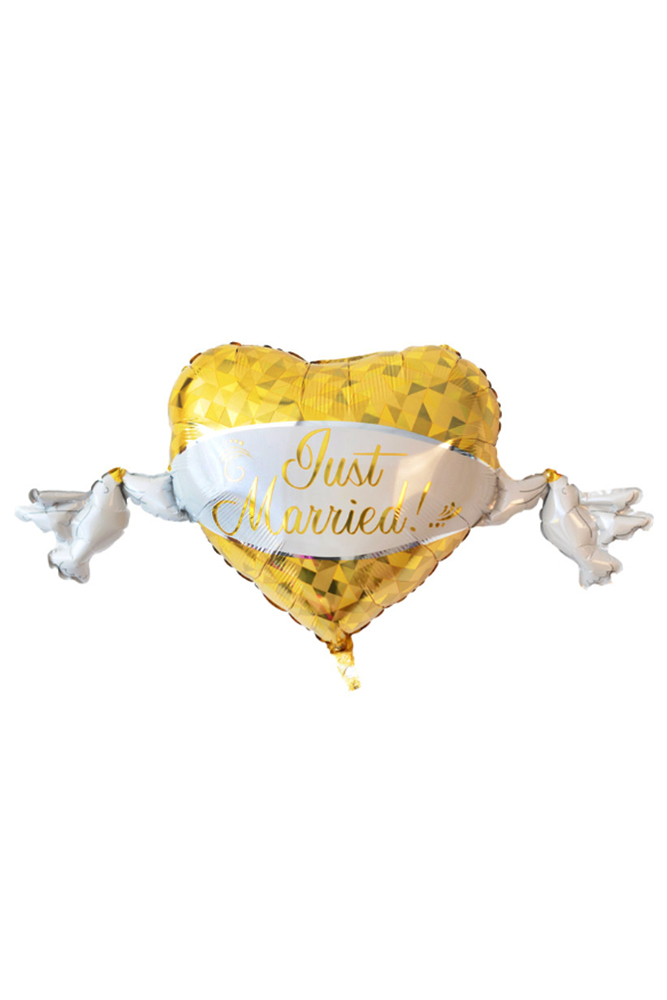 Just Married Super Shape Kalp Folyo Balon 104cm x 53cm 1 Adet - 1