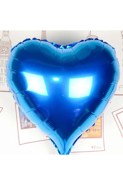 Kalp Uçan Balon Folyo Mavi 80cm 32inch 1 Adet - 1