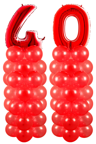 Metalik Kırmızı 40 Rakam Balon Standı Seti - 1