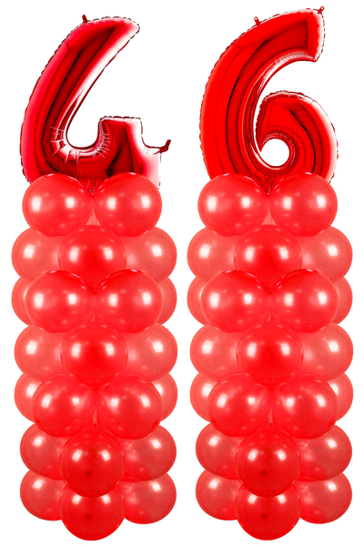 Metalik Kırmızı 46 Rakam Balon Standı Seti - 1