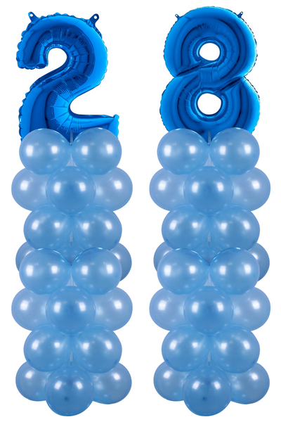 Metalik Mavi 28 Rakam Balon Standı Seti - 1