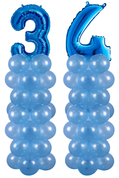 Metalik Mavi 34 Rakam Balon Standı Seti - 1