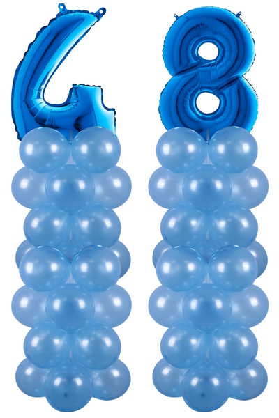 Metalik Mavi 48 Rakam Balon Standı Seti - 1