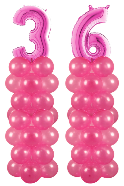 Metalik Pembe 36 Rakam Balon Standı Seti - 1