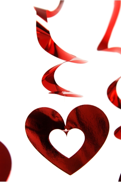 Metalize Kırmızı Çerçeve Kalpler Asma Süs 60cm 5li - 4