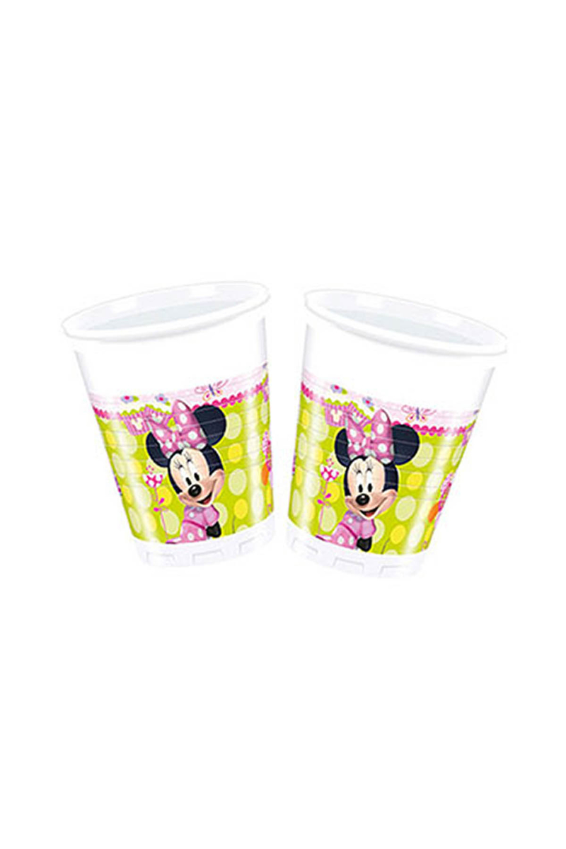 Minnie Pembe Fiyonklu Plastik Bardak 200cc-8oz 8li - 1