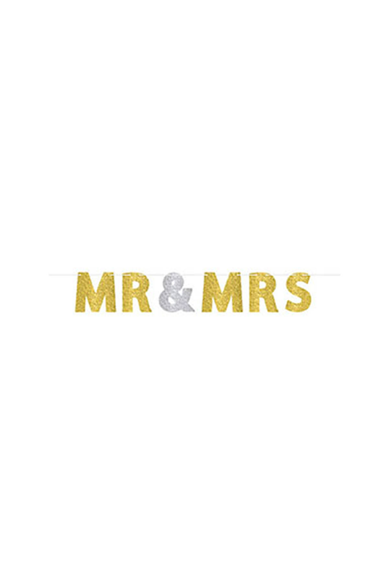 Mr&Mrs Pırıltılı Düğün Harf Afiş 1 Adet - 1