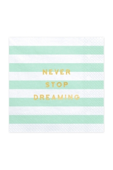 Never Stop Dreaming Mint Yeşili Çizgili Kağıt Peçete 33x33cm 20li - 1
