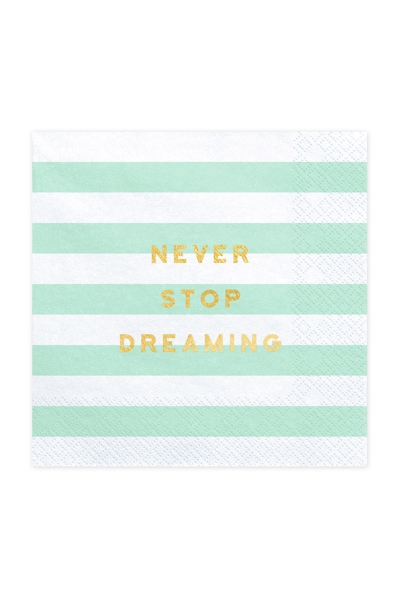 Never Stop Dreaming Mint Yeşili Çizgili Kağıt Peçete 33x33cm 20li - 1