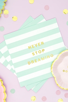 Never Stop Dreaming Mint Yeşili Çizgili Kağıt Peçete 33x33cm 20li - 3