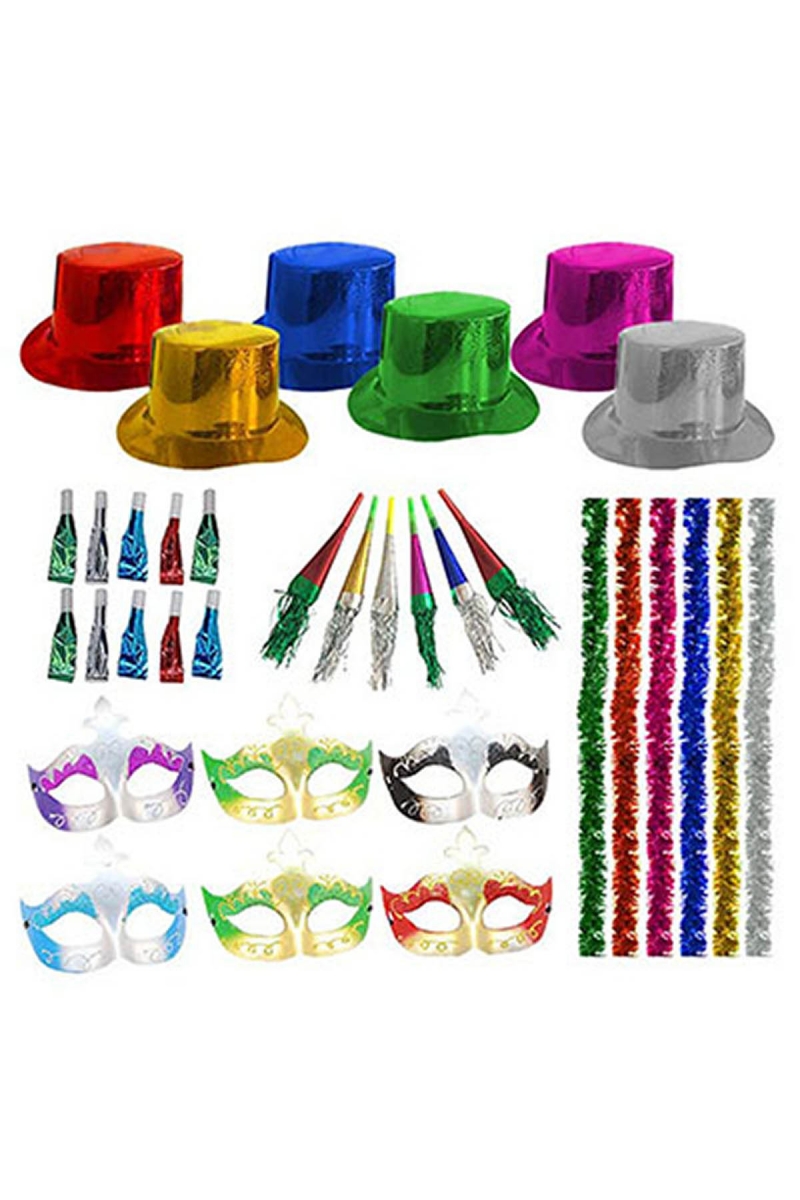 Renkli Parti Şapkaları Yılbaşı Parti Seti 6 Kişilik - 1
