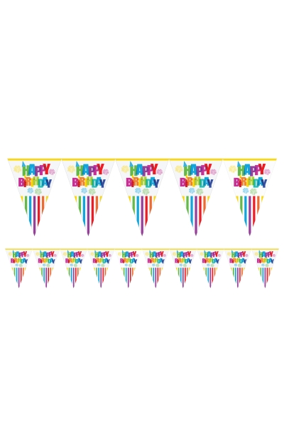 Roll-Up Renkli Doğum Günü Üçgen Bayrak Afiş 1,8m 1 Adet - 1