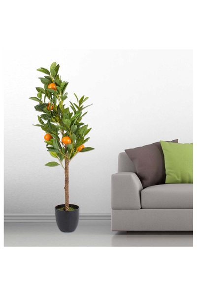 Yapay Saksıda Portakal Ağacı Yeşil Turuncu Renk 94cm 1 Adet - 2
