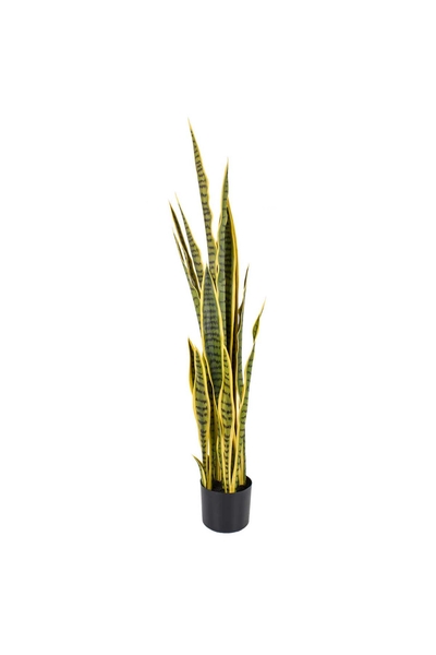 Yapay Saksıda Sansevieria Ağacı Yeşil Turuncu Renk 105cm 4 Adet - 1